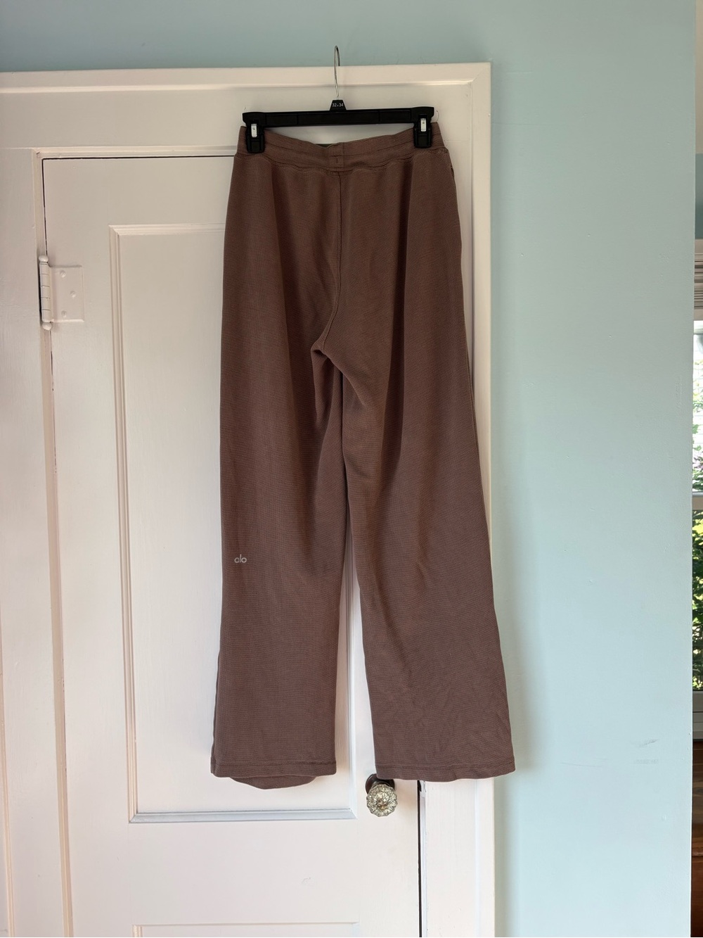 Alo Yoga Micro Waffle High Waisted Pleasant Wide Leg Pant Hot Cocoa Brown XS/S